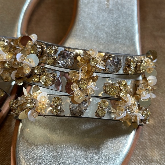 EUC Zara Gold-Tone Embellished Sandals Size 37 | 24 CM Length | 9-1/2 inches - Picture 8 of 8